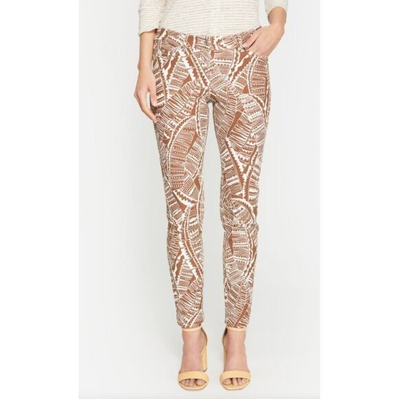 J.McLaughlin Lexi Slim Jeans • Sz 2 • Brown White Leaf Print • NWOT - Picture 2 of 12